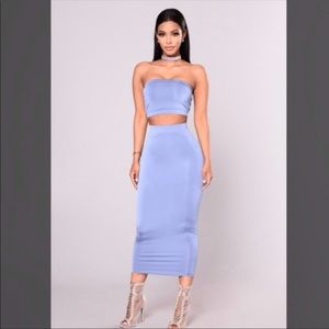 Fashion Nova Denim Colored Bodycon 2 Piece